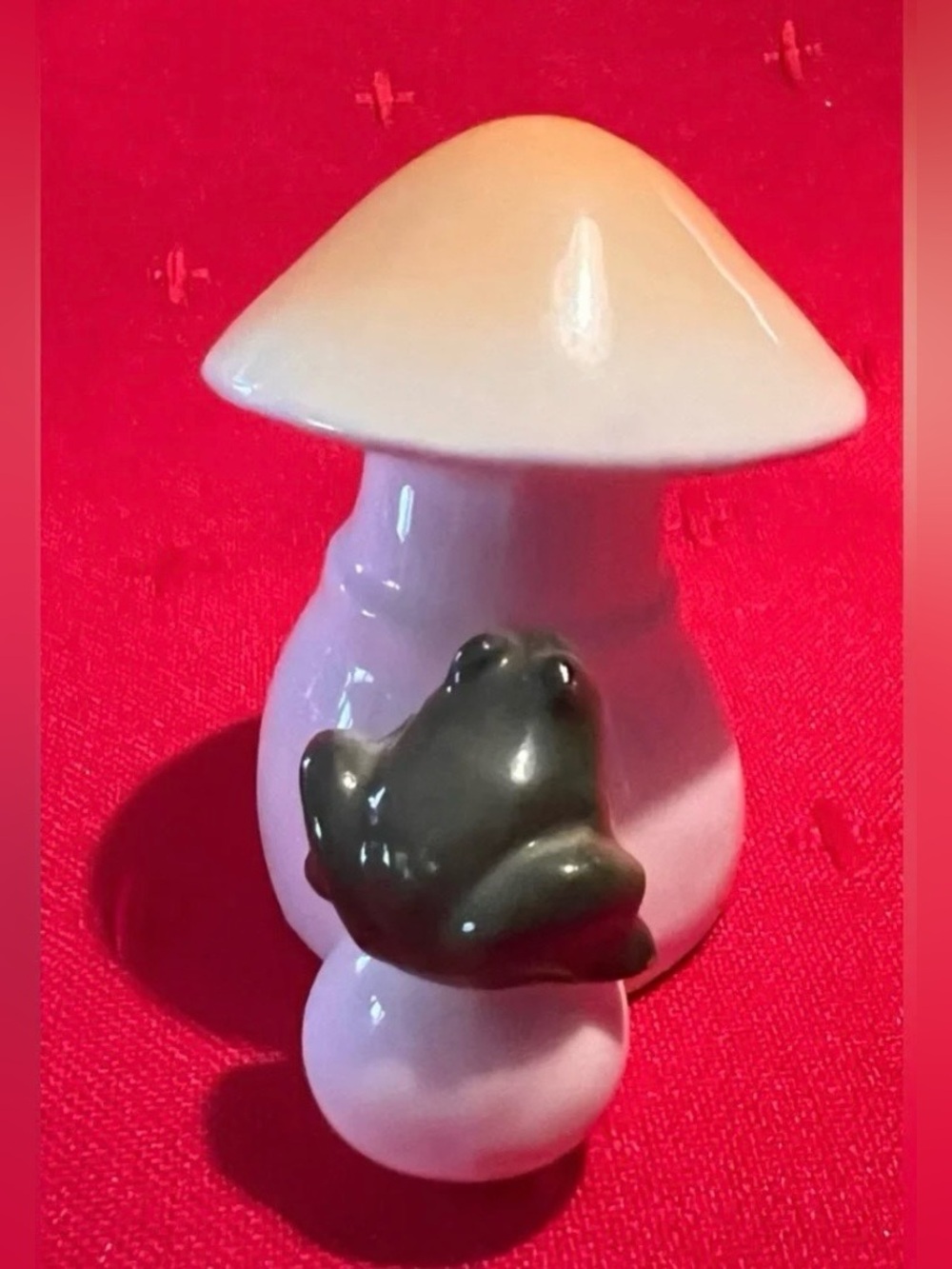 Vintage Miniature Ceramic Mushroom Salt or Pepper